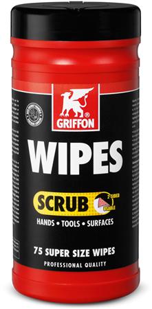 Griffon Scrub Wipes. Multifunctionele professionele reinigingsdoeken met scrub. Dispenser a 75 stuks.