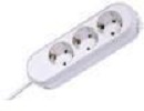 Solar Tafelcontactdoos 3-voudig, wit, met randaarde, zonder snoer, schroefbaar, belasting max. 3600w