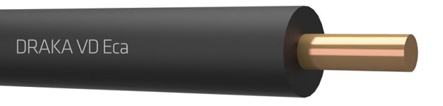 Draka VD Eca 10mm2 installatiedraad, klasse 2 = samengeslagen, isolatie PVC, aderkleur zwart, buitendiameter 6mm, ring 100meter