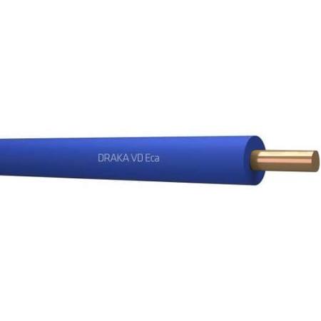 Draka H07V-U Eca, voedingskabel, 1x2.5mm2, massief, isolatie PVC, diameter3.3mm, kleur codering, ader blauw, doos 100 meter