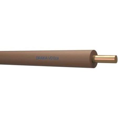 Draka H07V-U Eca, voedingskabel, 1x2.5mm2, massief, isolatie PVC, diameter3.3mm, kleur codering, ader bruin, doos 100 meter