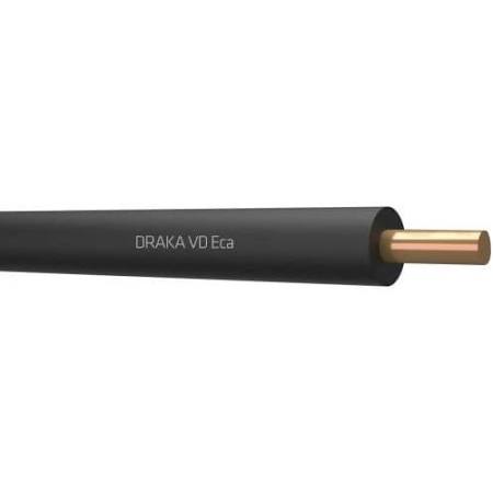 Draka H07V-U Eca, voedingskabel, 1x1.5mm2, massief, isolatie PVC, diameter2.7mm, kleur codering, ader zwart, doos 100 meter