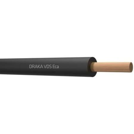 Draka VDS Eca 6mm2 installatiedraad, klasse 5 = soepel, isolatie PVC, aderkleur zwart, buitendiameter 4.6mm, doos 100meter