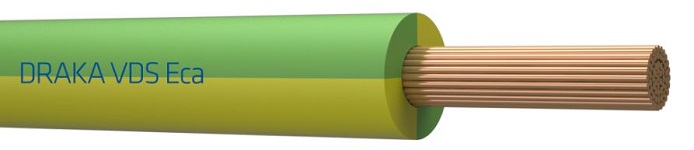 Draka VDS 90C Eca 6mm², installatiedraad, klasse 5 = soepel, isolatie PVC, UV-bestendig, groen/geel, buitendiam. 4,6mm, doos 100m