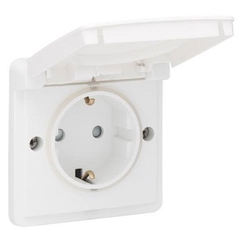 Spatwaterdichte WCD met kant aarding, veiligheid sluiter en de plug-in terminals, exclusief opbouwdoos, wit