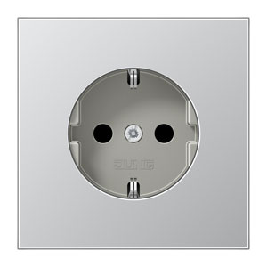 Jung LS range 1-voudige wandcontactdoos met randaarde, inbouw, aluminium, steekklem
