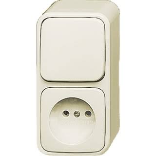 Busch-Jaeger Combinatie wissel opbouw ap creme