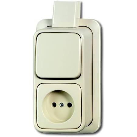 Busch-Jaeger Combinatie wissel +plaat opbouw ap creme