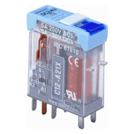 Releco, C12-A21X/24VDC Interfacerelais, 2x wissel, LED, 5A