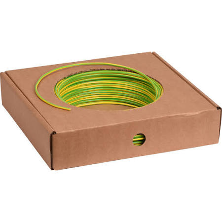 TKF VD H07V-U Eca 2,5mm2 installatiedraad, klasse 1/massief, isolatie PVC, aderkleur groen/geel, buitendiameter 3.3mm, ring 100meter