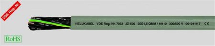 Helukabel F-CY-JZ stuurstroomleiding, 3x0.5mm2, flexibel, afgeschermde kabel cijfers-codering met geel/groene ader
