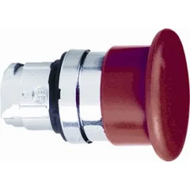 Schneider-Electric ZB4 frontelement, paddestoelpulsdrukknop, kleur: Rood, knop rond 40mm, inbouw: 22,5 mm, metalen frontring chroom