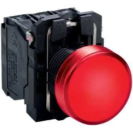 Schneider-Electric XB5, complete signaallamp incl. LED, aansluitsp. 24VACDC, vlakke lens, kleur Rood, front rond, schroefaansl.