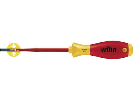 Wiha SoftFinish VDE slimFix platte schroevendraaier, 5x5,5mm, klinglengte 125mm, lengte 240mm, geïsoleerd 1000V, 2-componenten greep