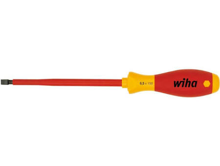 Wiha SoftFinish VDE platte schroevendraaier, 320N SF 0,6x3,5mm, klinglengte 100mm, lengte 204mm, 2-componenten greep
