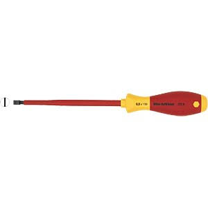 Wiha SoftFinish VDE platte schroevendraaier, 320N SF 1x5,5mm, klinglengte 125mm, lengte 243mm, geïsoleerd 1000V, 2-componenten greep