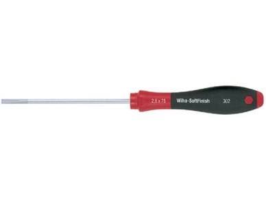 Wiha SoftFinish Sleufschroevendraaier 302, 0,5x3mm, klinglengte 100mm, lengte 204mm, 2-componenten greep