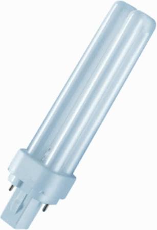 Osram compactlamp, 18W 4000K, 80-89 (klasse 1B), G24d-2 (2-pins), 1200lm, levensduur: 10000u, (DxL) 11x153mm, klasse A