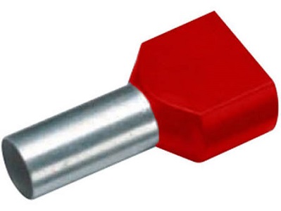 Cimco tweeling-adereindhuls, 1mm2, hulslengte 10mm, geïsoleerd, koper, vertind, PP, rood, AWG16