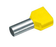 Cimco tweeling-adereindhuls, 6mm2, hulslengte 14mm, geïsoleerd, koper, vertind, PP, geel, AWG10