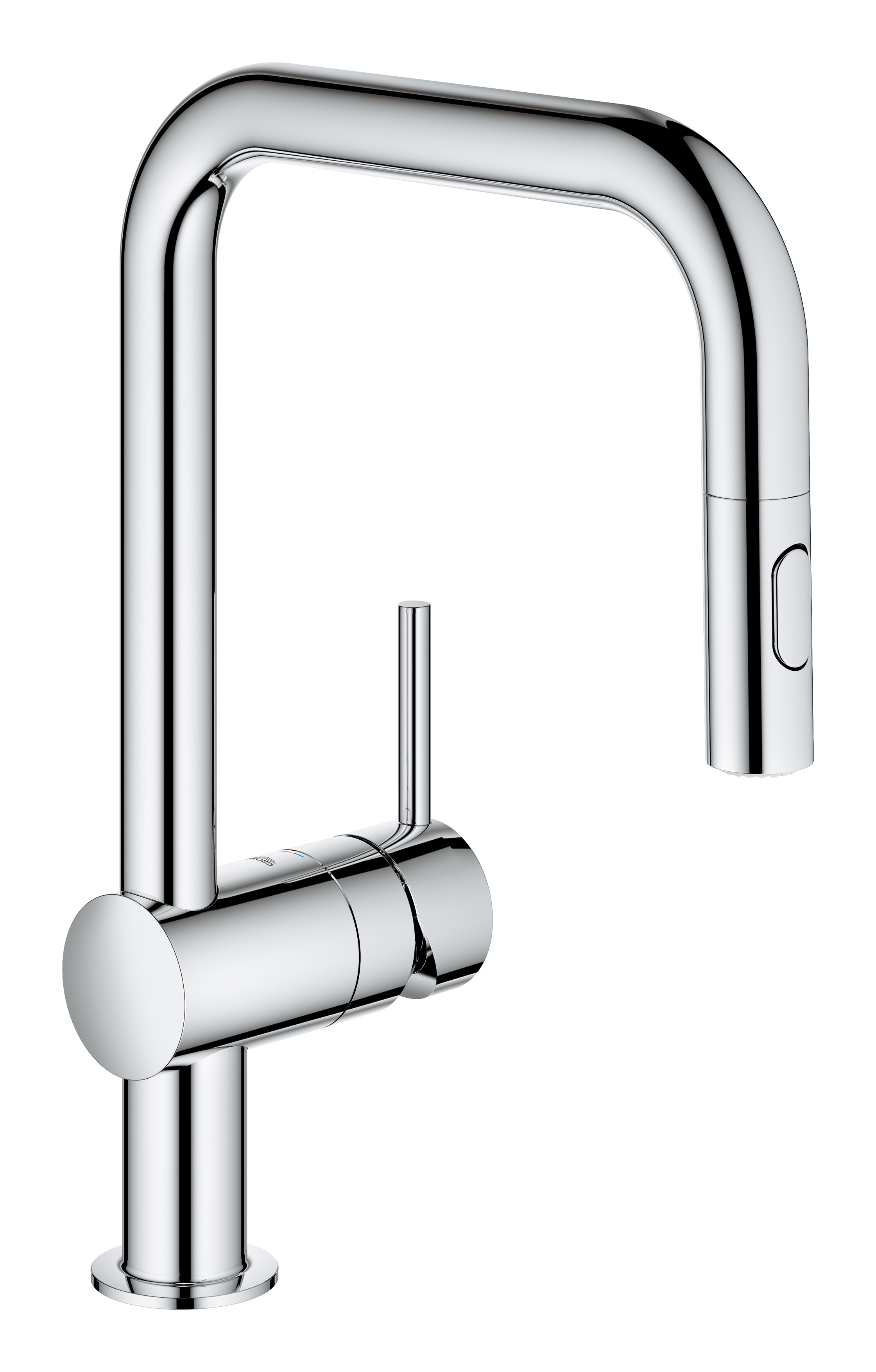 Grohe Feel, Keukenmengkraan, eengreeps, Dual Spray uittrekbaar, 381mm hoogte, 223mm voorsprong uitloop hoog, draaibaar, supersteel