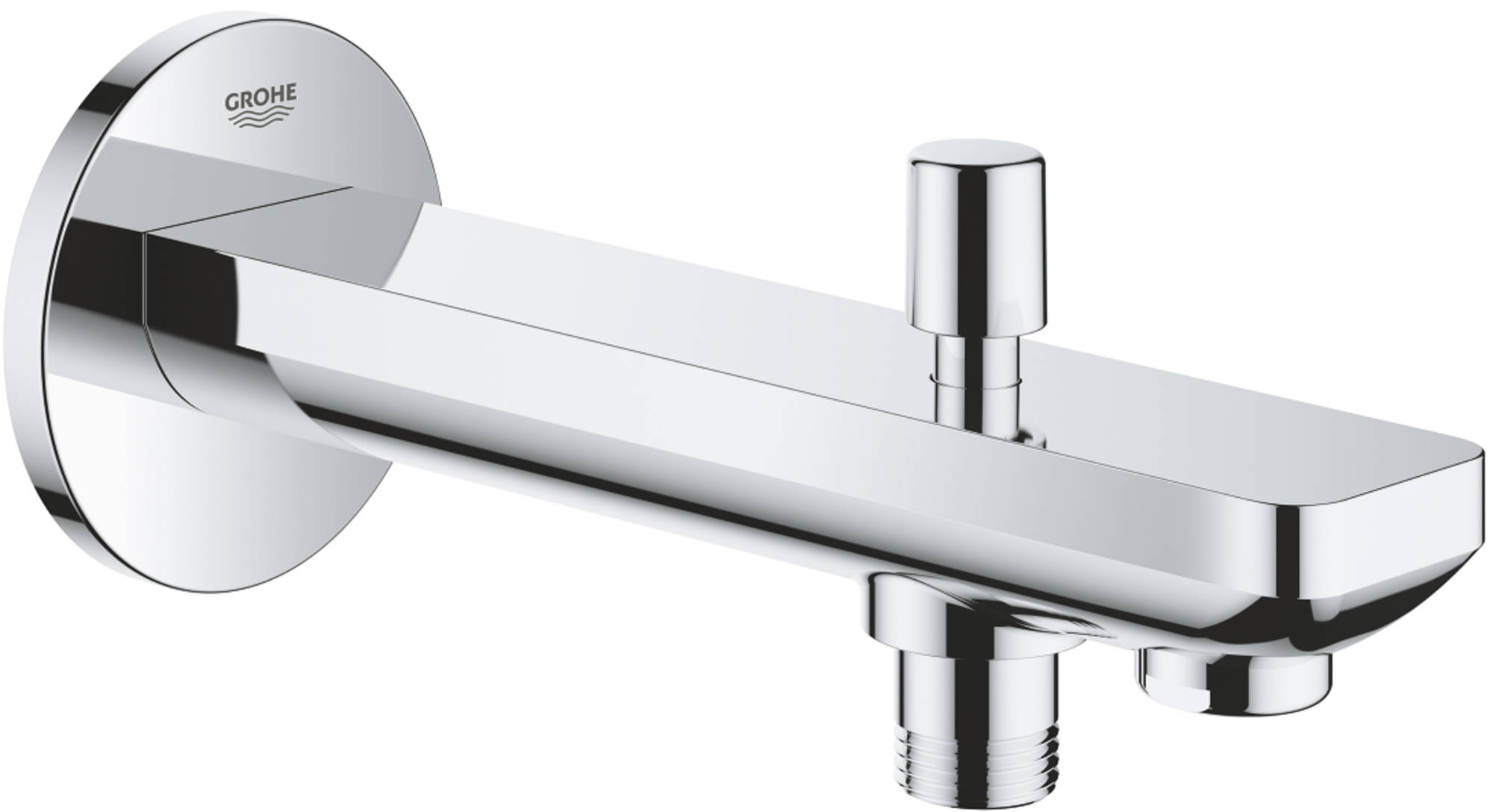 Grohe Bau, Buisuitloop sanitairkraan, met omstelinrichting, wand, met mousseur, G1/2inch, 178mm voorsprong uitloop recht, vast, chroom