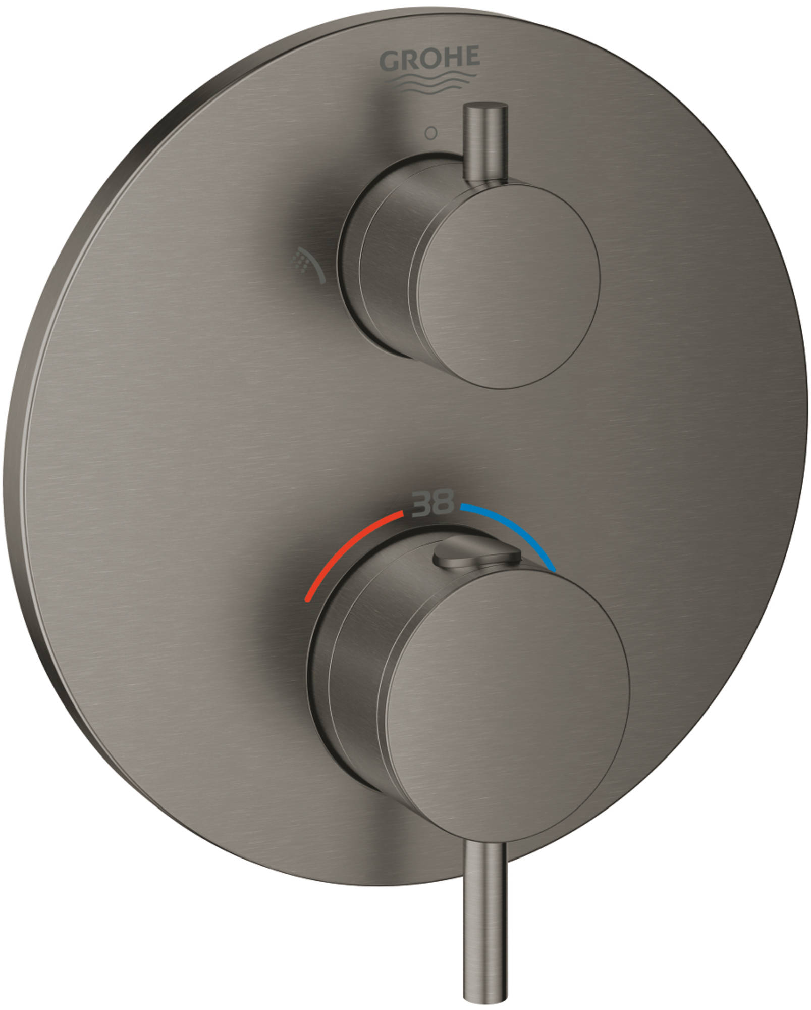 Grohe Atrio, opbouwdeel, (hoofddouche/handdouche), thermostatisch, wand, tweegreeps, met 2x omstelinrichting, hard graphite geb