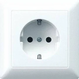 Jung AS500 1-voudige wandcontactdoos met randaarde, kinderbeveiliging, inbouw, duroplast, steekklem, alpine wit RAL9010