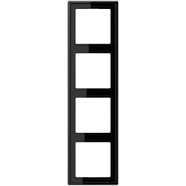 Jung LS Range LS984SW 4-voudig afdekraam, voor wandgoot, montage vert./hori., glans kunststof, IP44, zwart RAL9005