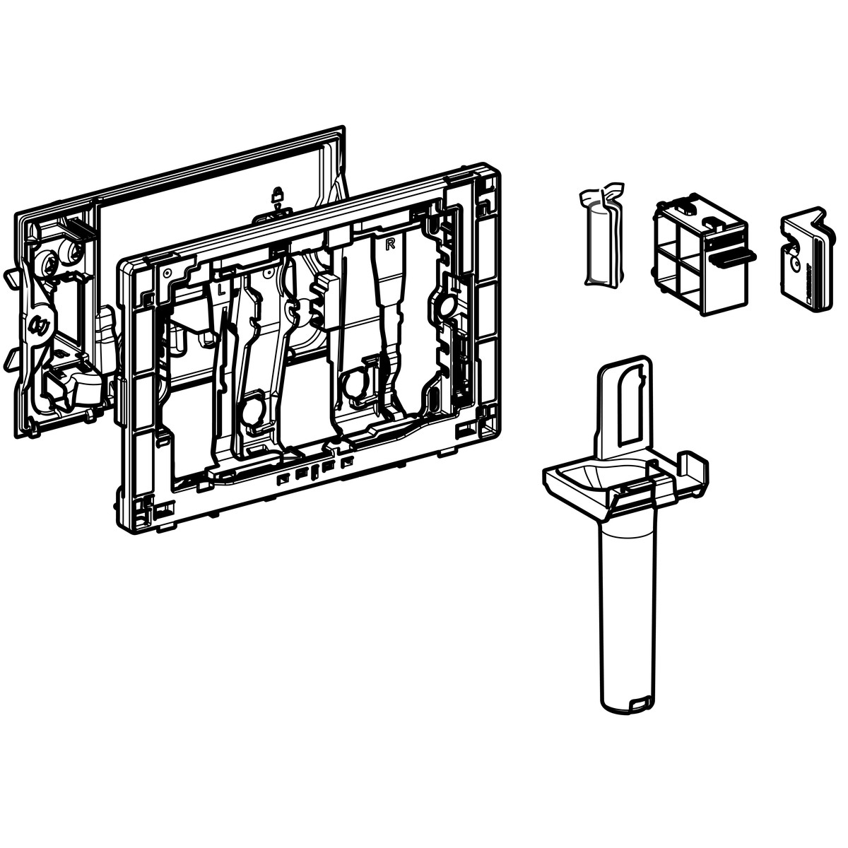 Geberit DuoFresh, onderdeel spoelreservoir, toiletblokhouder voor DuoFresh stick, voor Sigma 8cm inbouwreservoir, chroom