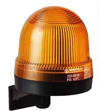 Werma LED baken met beugel, max. 100.000 uur levensduur, cage clamp, 24V AC/DC, permanent, wandmontage, 75mm diameter, IP65, geel.