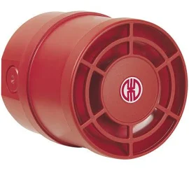 Werma meertonige sirene WM met 32 tonen, 9-28VDC, tot 112dB, 100mm diameter, IP65, wandmontage, schroef, 2,5mm2 / 14AWG, rood.