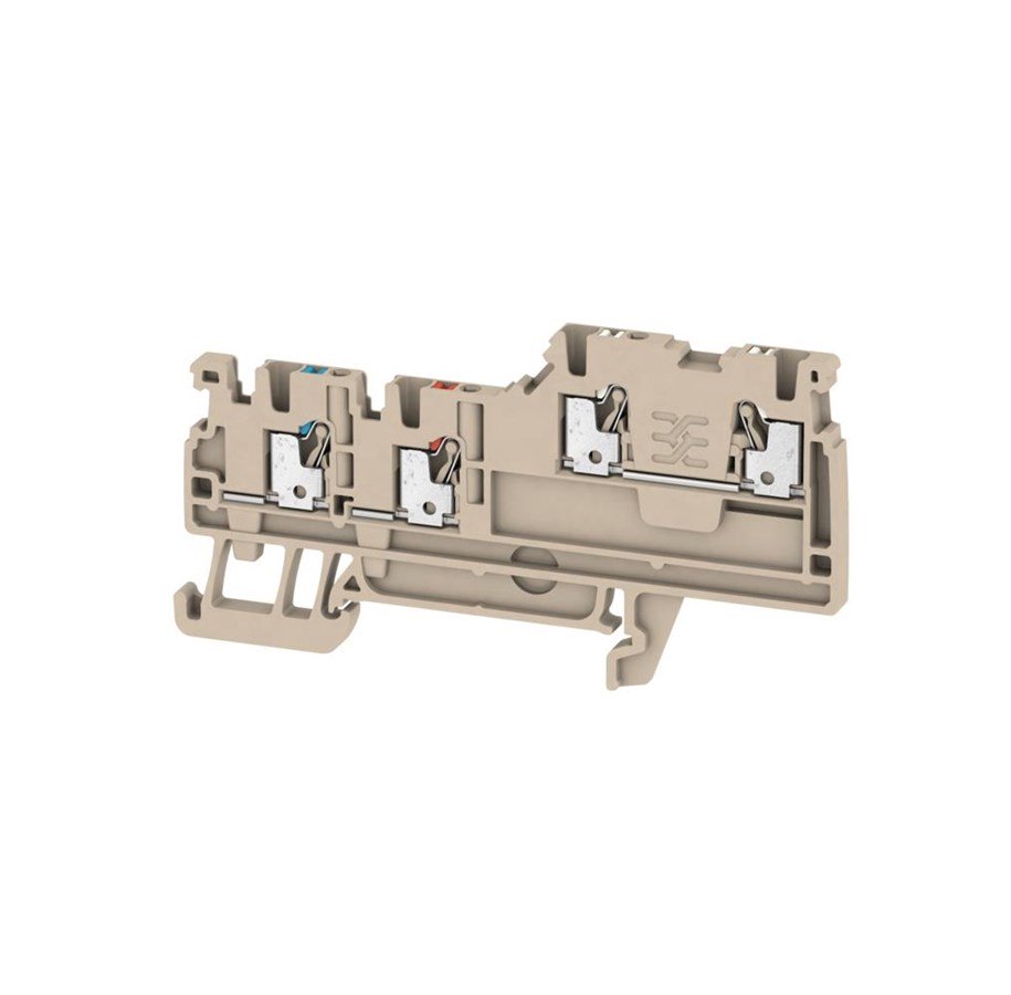 Weidmuller, Initiator/actuator klem, 1,5mm2, Push in, 250 V, 13.5 A, Donker beige