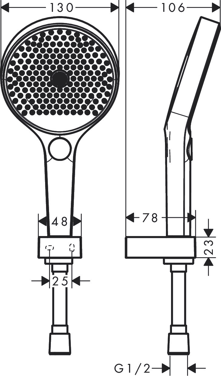 Hansgrohe RainFinity / PowderRain, Handdouche, 130mm douchekop, 3jet, 1250mm doucheslang, met douchehouder, mat wit