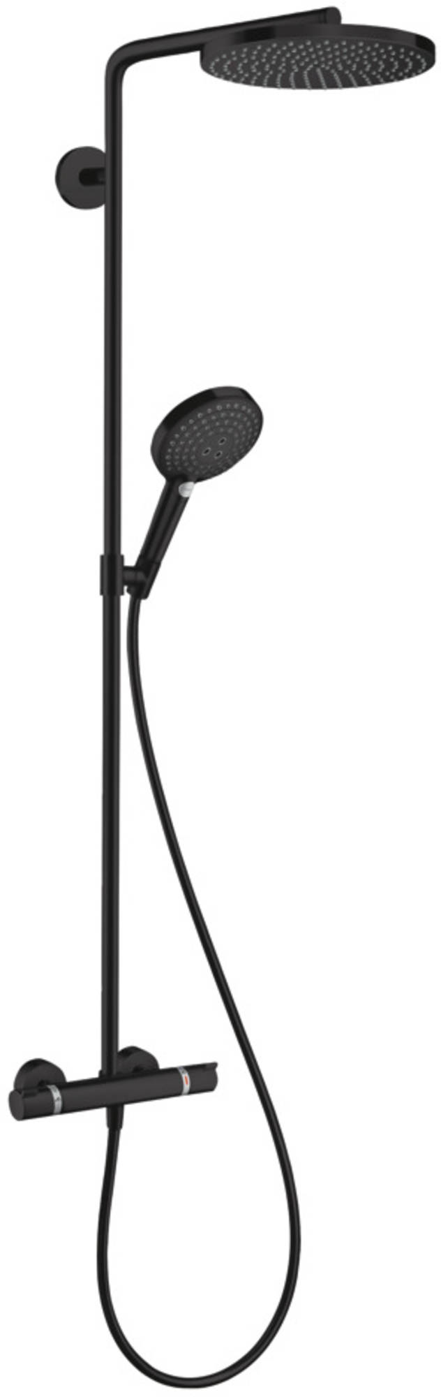 Hansgrohe Raindance Select S, Douchecombinatie, 240mm hoofddouche, 460mm arm, 1jet, handdouche, thermostaat, PowderRain, mat zwart