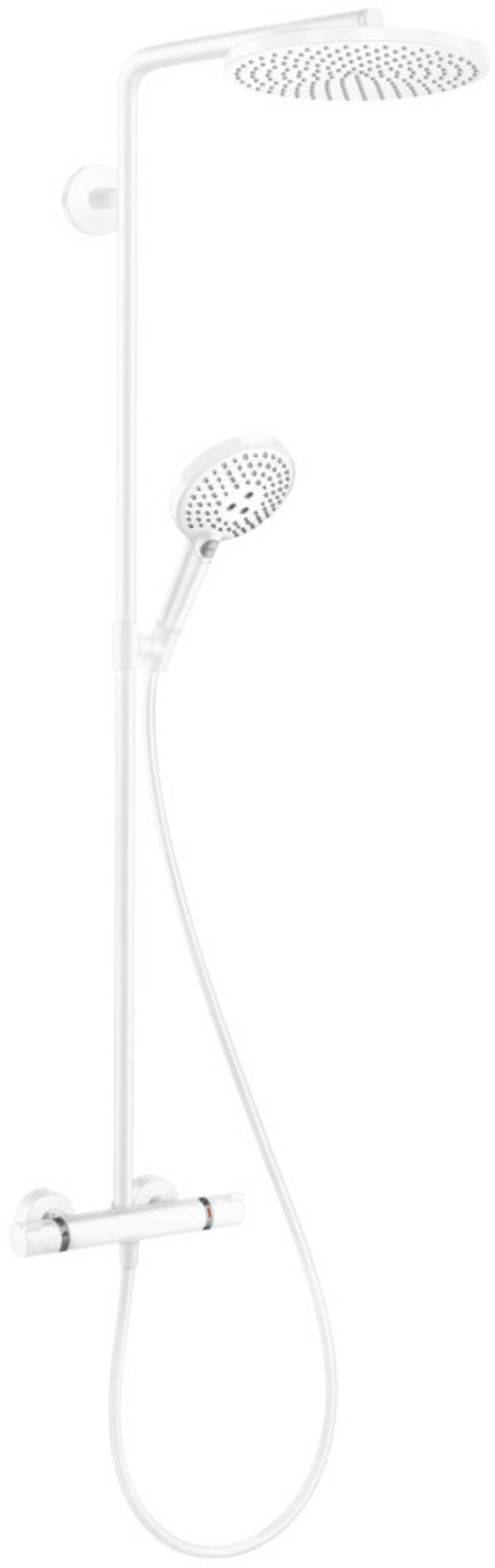 Hansgrohe Raindance Select S, Douchecombinatie, 240mm hoofddouche, 460mm arm, 1jet, handdouche, thermostaat, PowderRain, mat wit