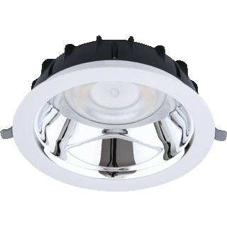 Opple Lighting LED Downlight, 1150lm, 11.5W, 3000K, CRI80-89, bundel 41-80graden, IP44, 60000uur, (dxl) 150x58mm, alu, beh. wit, inbouw