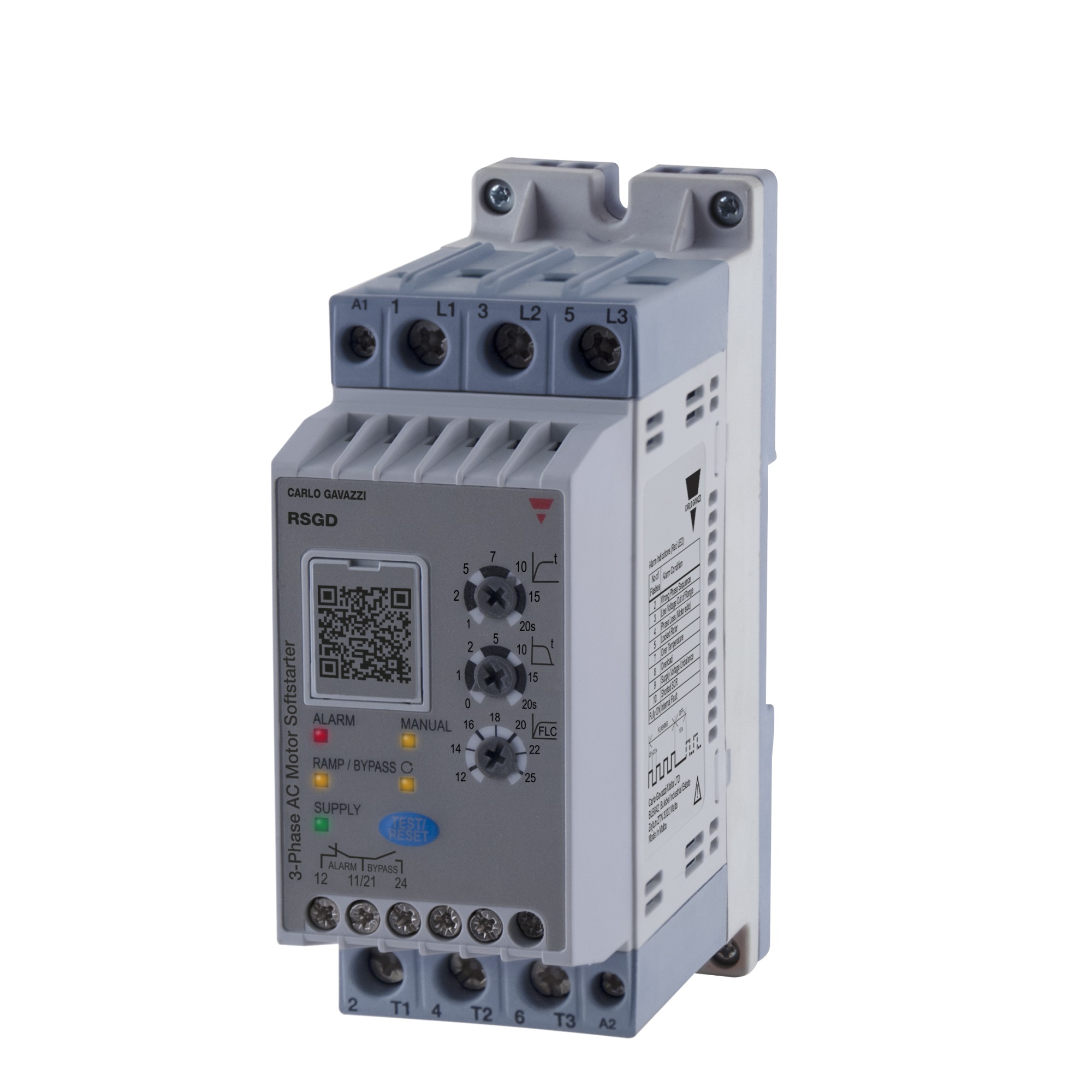 Carlo Gavazzi soft starter 3F (2-P), 25A, 110-400V AC, I/P plus relais