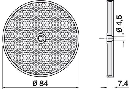 Sick reflector rond, 80mm, 1 bevestigingsgat in het midden