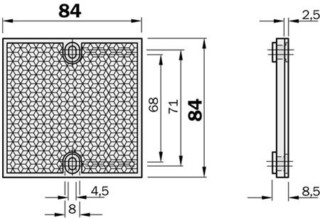 Sick reflector, 80 x 80mm, 2 bevestigingsgaten