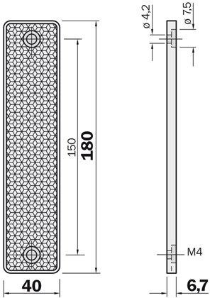 Sick reflector PL180, 34 x 175mm, 2 bevestigingsgaten