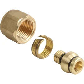 Henco adapter voor schroeffiting naar buis 16x15 cu (geel messing)