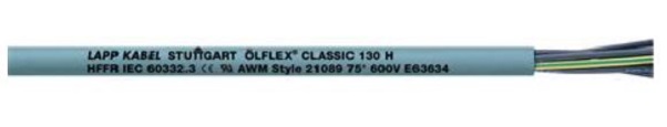 Lapp Olflex Classic 130 H flexibele voedingskabel, klasse 5, Dca, 3x1mm, cijfers adercodering, geel/groen, grijs, 500V