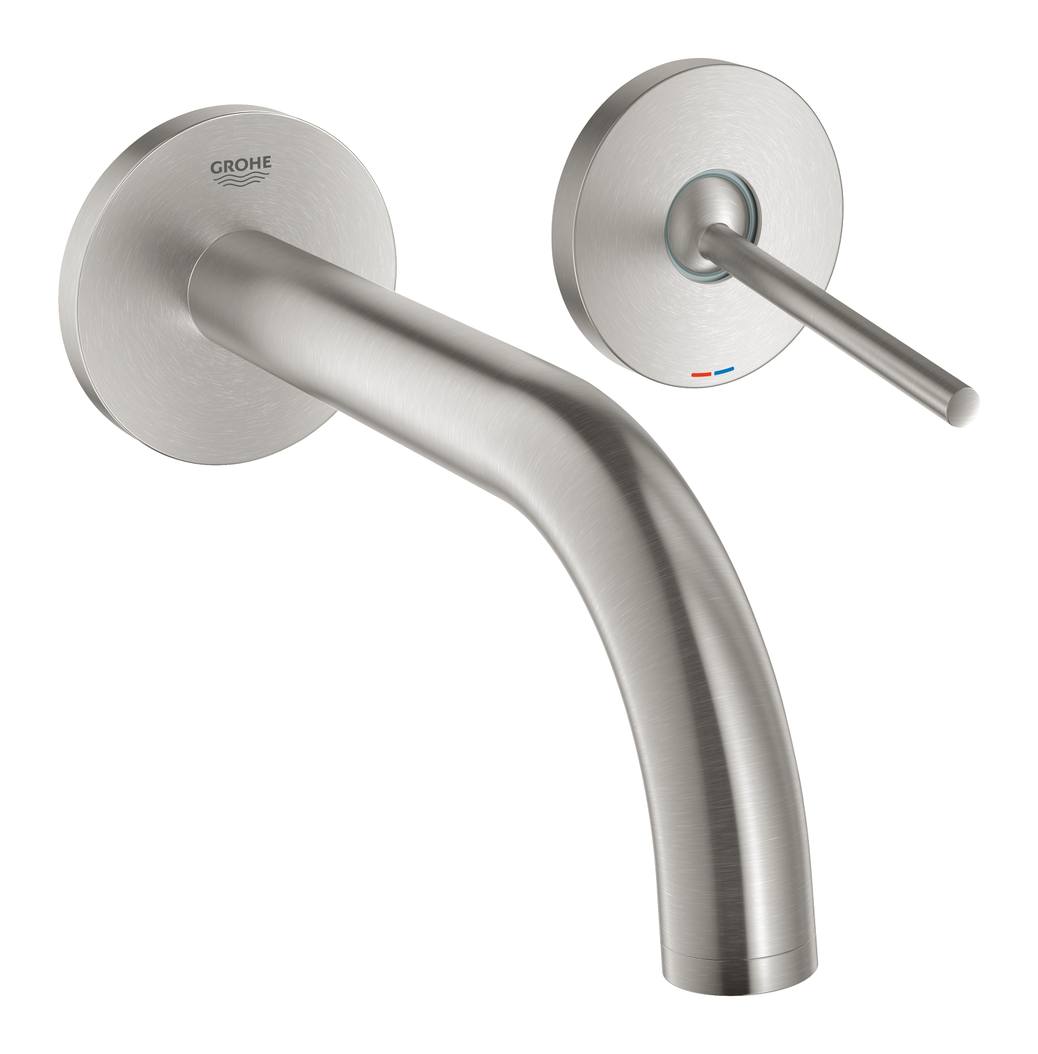 Grohe Atrio New, Inbouwmengkraan afbouwdeel, S-size, wand, eengreeps, 2-gats, G1/2inch, 185mm voorsprong uitloop, vast, supersteel