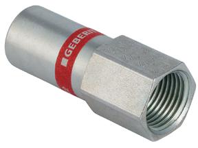 Geberit Mapress, Overgang, recht, 1-delig, C-staal, met CIIR afdichtring, 35mm x RP1/2inch (schuifeind x binnendraad)