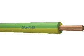 Draka H07V-K Eca, voedingskabel, 1x16mm2, soepel, isolatie PVC, diameter7mm, kleur codering, ader groen/geel, ring 100 meter