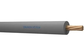 Draka VD Eca 2,5mm2 installatiedraad, klasse 1 = massief, isolatie PVC, aderkleur grijs, buitendiameter 3.3mm, doos 100meter