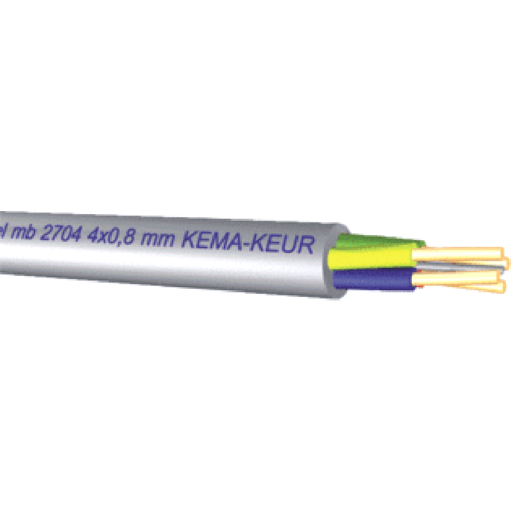 Draka signaalkabel 2704 Dca 4x0,8mm, kleurcodering, samenslag lagen, PVC grijs, doos