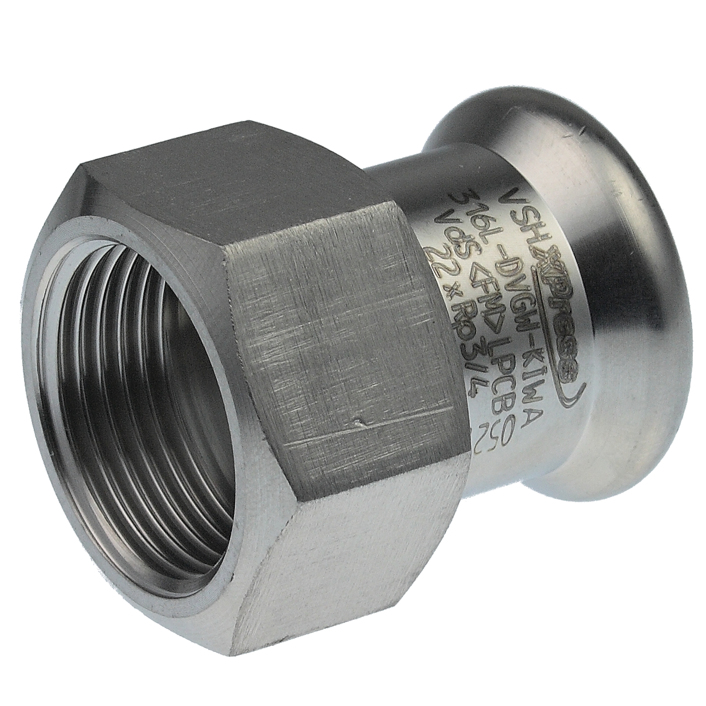 VSH XPress RVS rechte koppeling, schroefbus 42mm x 1 1/2inch RVS (pers x binnendraad)