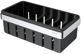 Geesa, Frame, Douchekorf met zwarte inzet, plat staf, verchroomd, messing, 75 x 210 x 108mm (HxBxD)